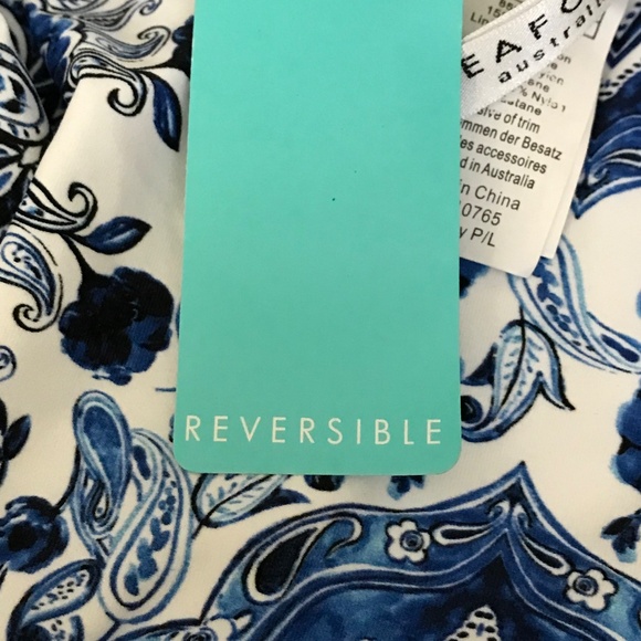 SEAFOLLY Bikini Bottom Hipster Mandala Reversible French Blue Women’s Size 10 - Picture 10 of 14